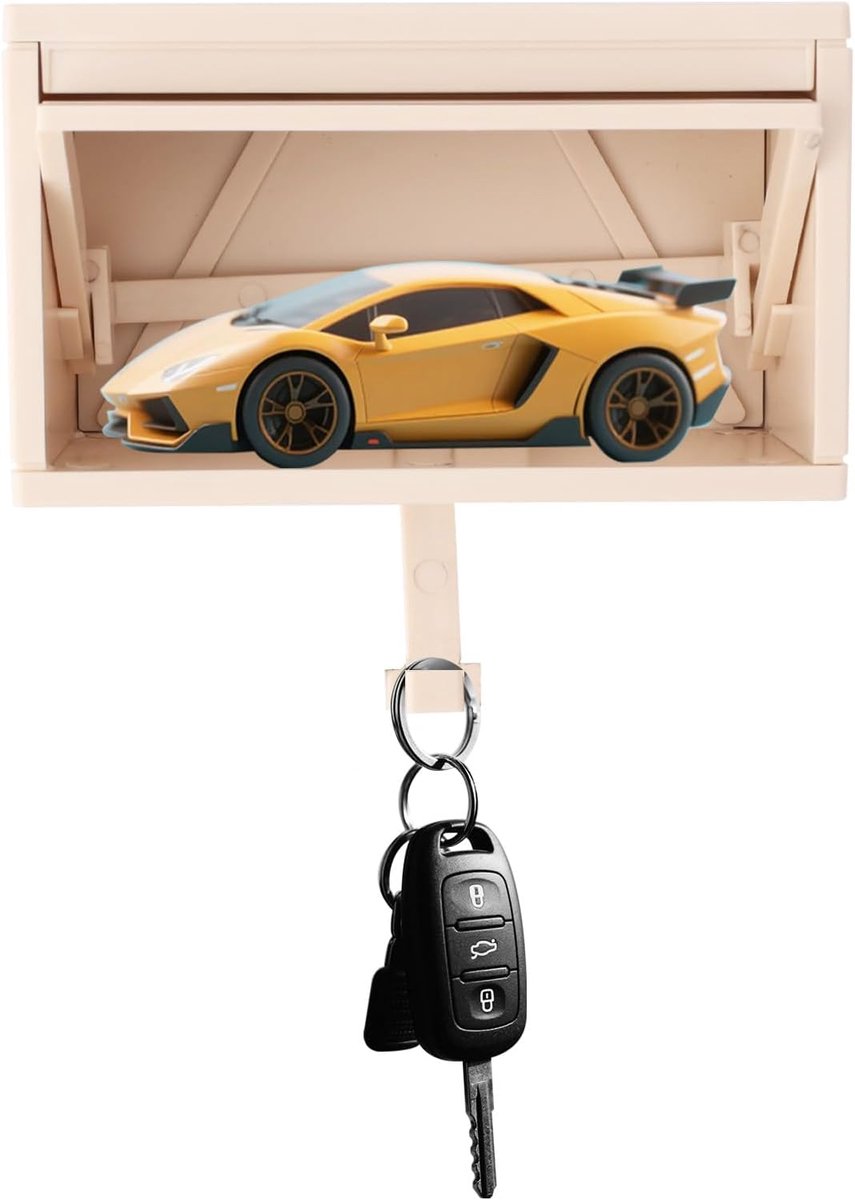 SnelShoppen - Decoratieve 3D Sleutelhouder met Garage Design voor Muur, Makkelijk te Installeren Sleutelopberger voor Hal, Kantoor, Entree, Grappig De