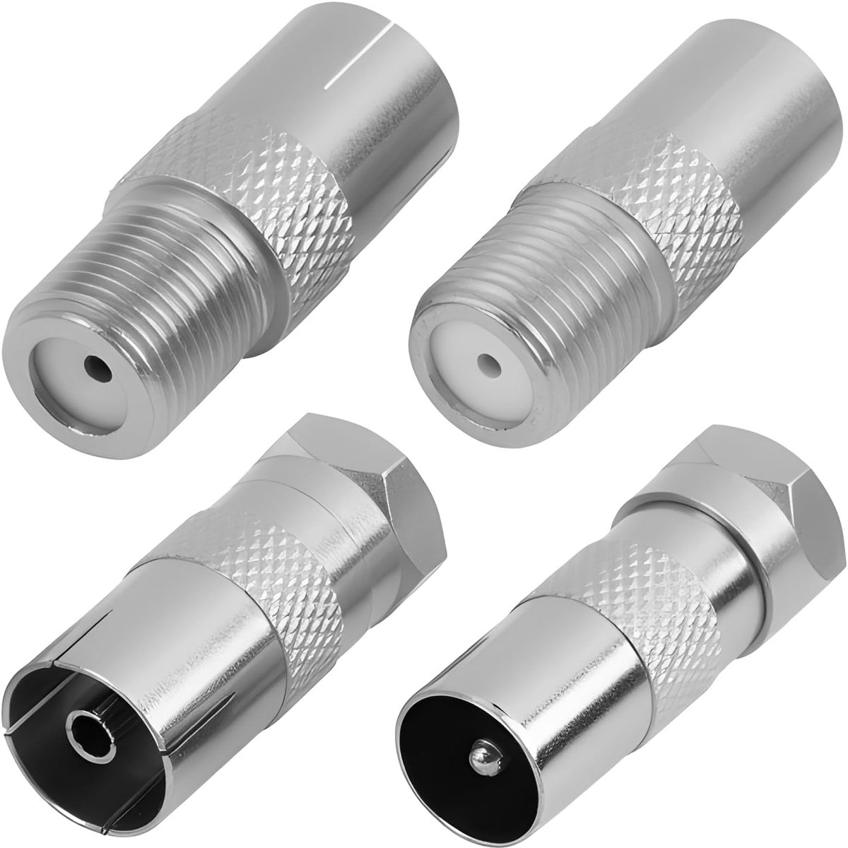 TV antenne adapter F plug naar vrouwelijk - 4 stuks - zilver - betrouwbare verbinding - ShopVlot