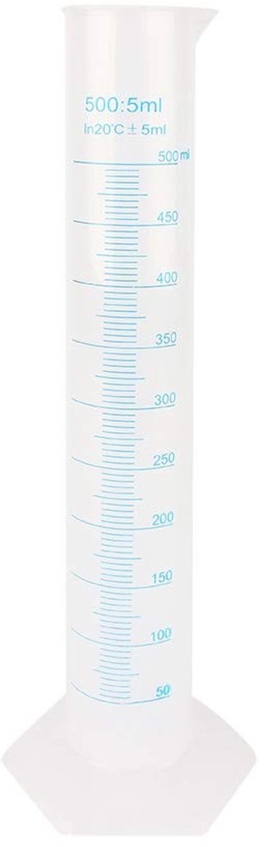Meten met een Plastic Maatcilinder van 500 Ml voor Laboratoriumtests en Vloeistoffen, Precisie en Duurzaamheid