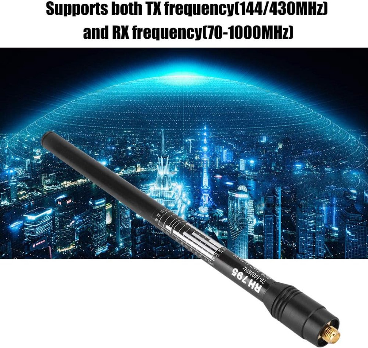 SnelShoppen - 2.15dBi Uitschuifbare Antenne Vouwbare Antenne SMA-Vrouwelijke Connector 144/430MHz TX 70-1000MHz RX Hoge Gain 19-110cm met Messing Punt