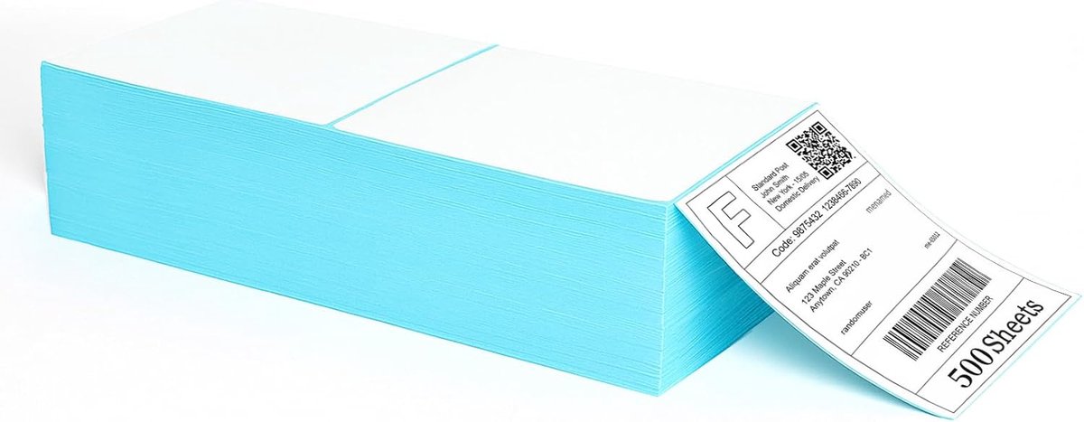 SnelShoppen - 500 Stuks 10x15cm Direct Thermische Verzendlabels met Perforaties, Sterke Hechting voor E-commerce en Logistiek, Geschikt voor Meeste Th