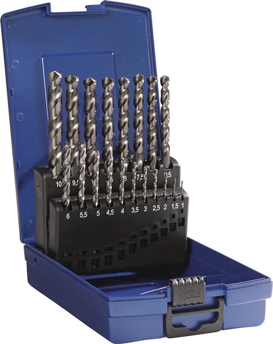 Spiraalboorset DIN 338 type TFL D.1-10x0,5mm HSS-Co5 fasenitr.19-dlg.TECWERK