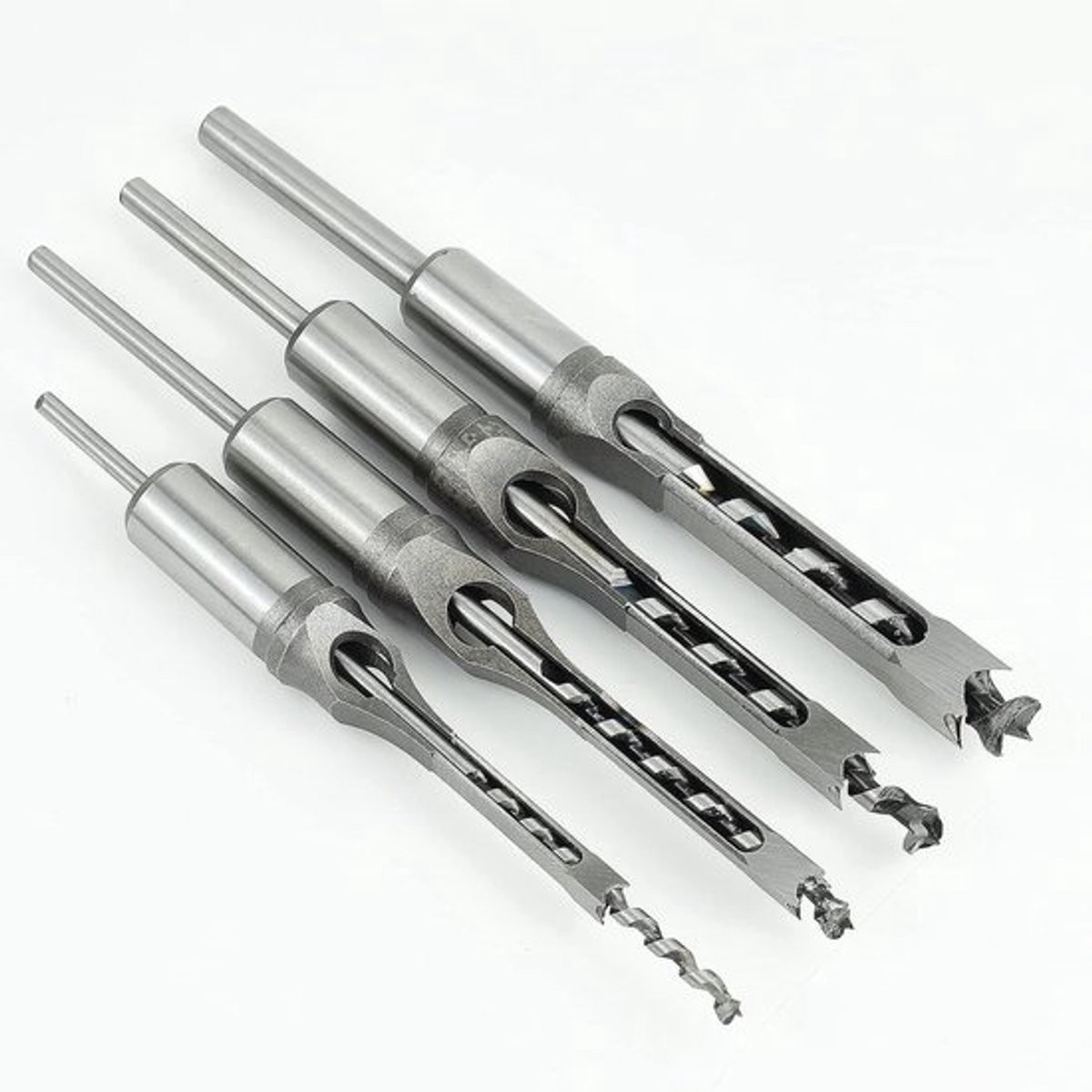 Set van 4 Vierkante Houtboor Bits - Spiral Boor voor Houtbewerking (1/4", 5/16", 3/8", 1/2") voor Precisie en Efficiëntie