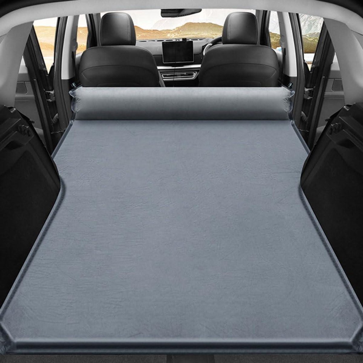 Luchtbed Auto - Kampeerbed Opblaasbaar - Reizen Comfortabel - Zacht en Verdikt Materiaal - Normaal - Grijs