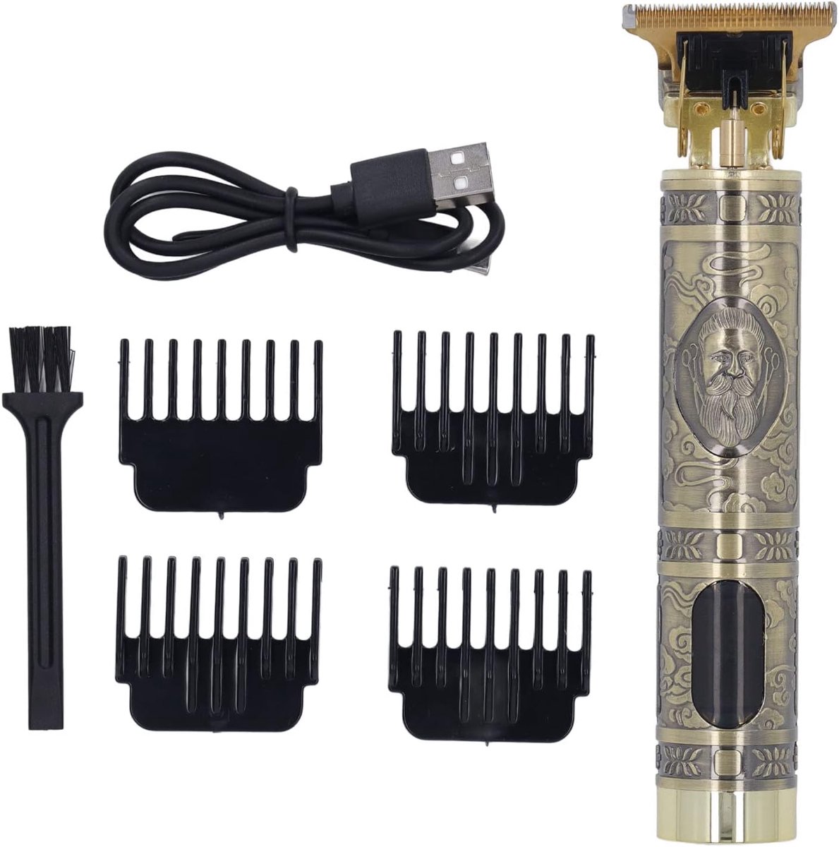 SnelShoppen - Professionele Haartrimmer, Draadloze Elektrische Haarkapper voor Mannen, T-Blad USB Oplaadbare Haarkapper met LCD Display en Gids Kammen