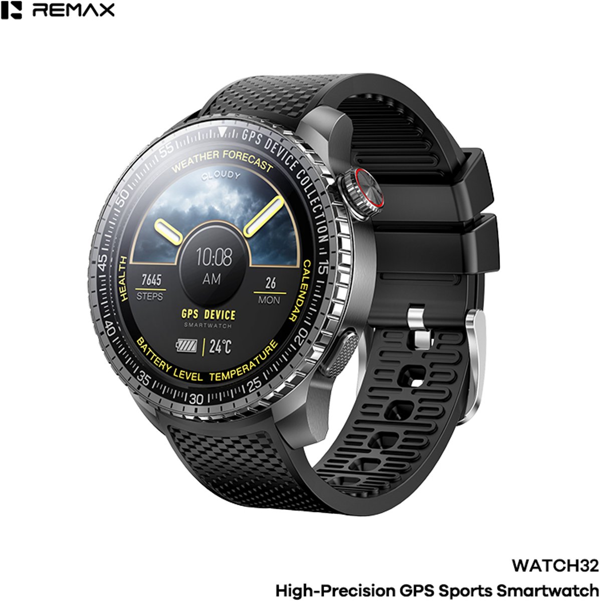 Remax WATCH32 - Smartwatch - GPS - Sport - Nauwkeurige positiebepaling - Tarnish