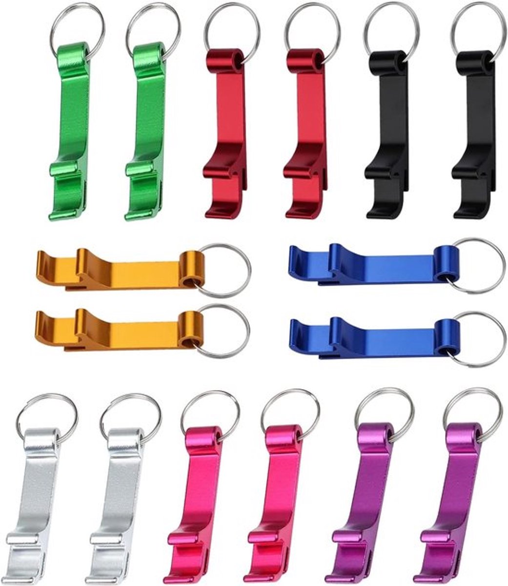 16-delige Set Sleutelhanger Flesopener - Draagbare Mini Flesopeners voor Bier, Frisdrank en Feestjes