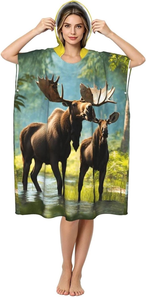 Surf Poncho - Veranderende Handdoek Gewaad - Watersport - Sneldrogende Microvezel - 90 x 110 cm - Zwart