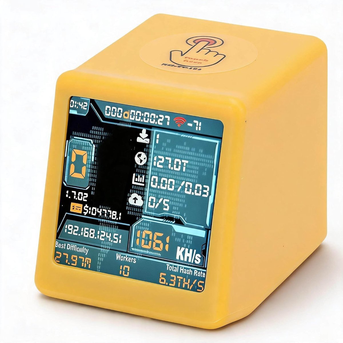 SnelShoppen - Bitcoin Lottery Miner 1060 KH/s met WiFi en Bluetooth, Desktop Klok Miner met 1.54 Inch Slim Display voor Cryptomining, Geen Computer No