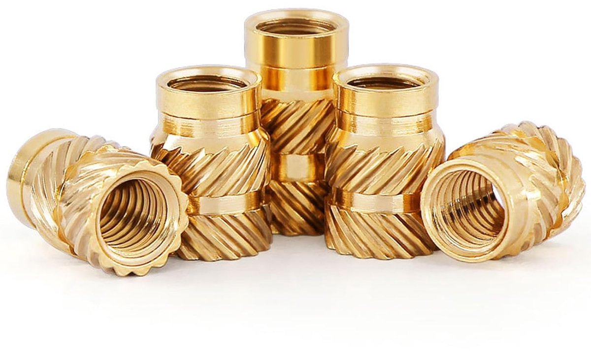 SnelShoppen - M1.2 Draadinvoegen Set van 100 M1.2 x 3 x 2 Hitte-invoegen van C3640 Messing, Metrische Knurled Moeren voor Plastic Componenten, Duurzaa