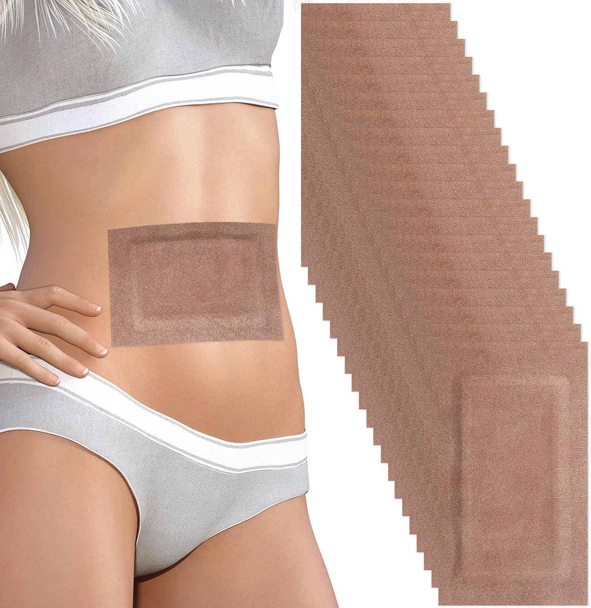 SnelShoppen - 20 Stuks Castorolie Pakket Wraps, Zelfklevende Navel Patches van Katoen voor Taille & Buik, Niet Wassen (Olie Niet Inbegrepen)