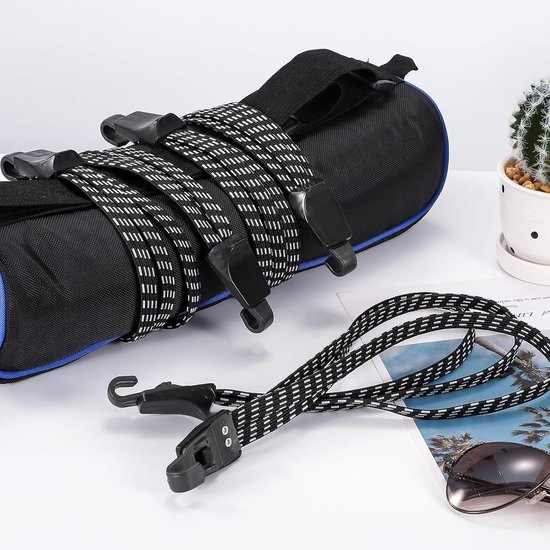 Set van 2 Elastische Bagage Spanbanden, 3-in-1 Fiets Stretch Strap, Verstelbare Expander met Haken voor Fietstassen en Motoren (120-240cm) van Merkloos — afbeelding 3