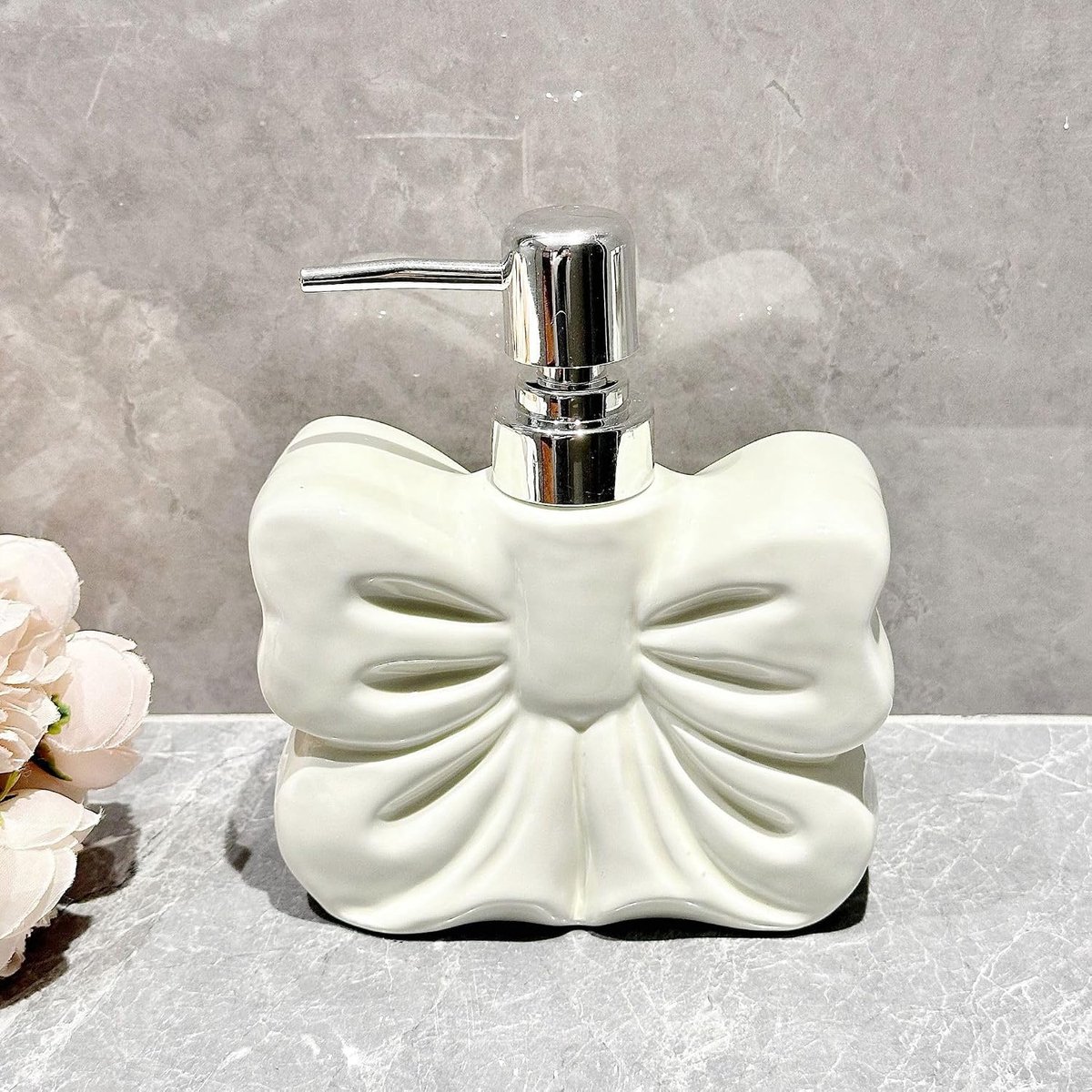 SnelShoppen - Keramische Vloeibare Zeepdispenser met Pomp, Navulbare Handwaslotion Dispenser voor Badkamer, Keuken, Countertop, Wit