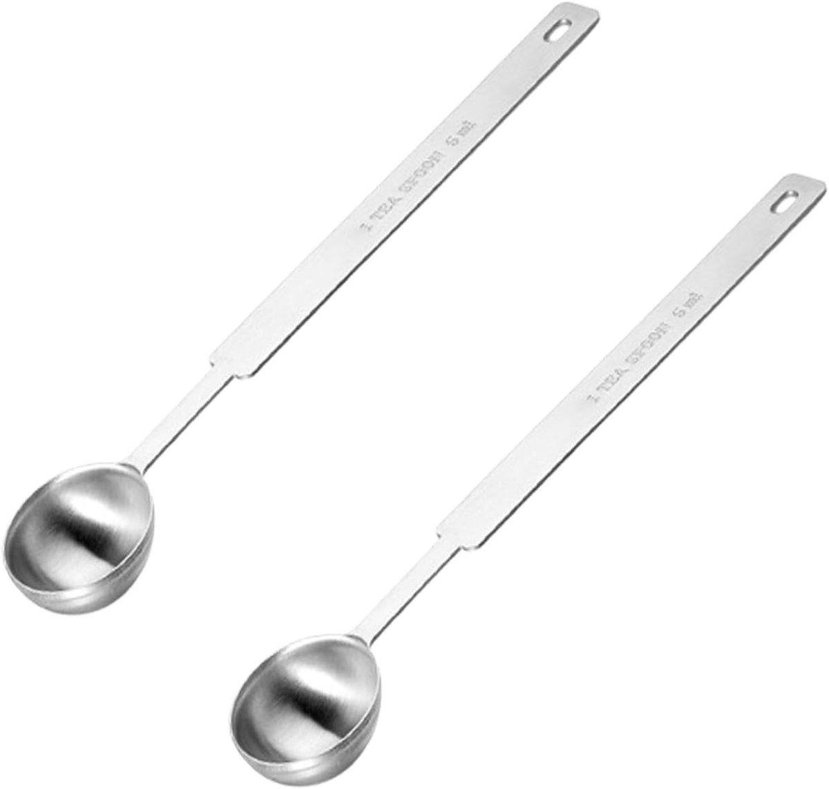 Set van 2 RVS Meetlepels, 5ml Mini Lepels voor Vloeistoffen en Droge Ingrediënten, Perfect voor Koffie en Specerijen