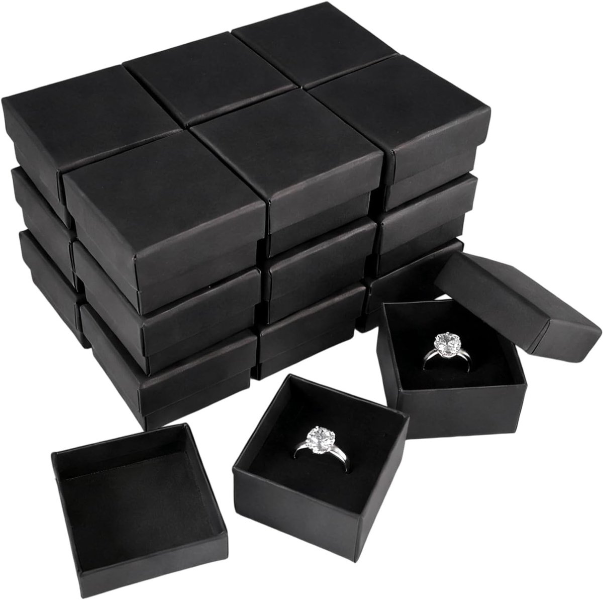 Kleine Sieraden Geschenkdoos in Zwart Kraft, Set van 20, Perfect voor Ringen, Oorbellen en Armbanden, 4.8 x 4.8 x 3.2 cm