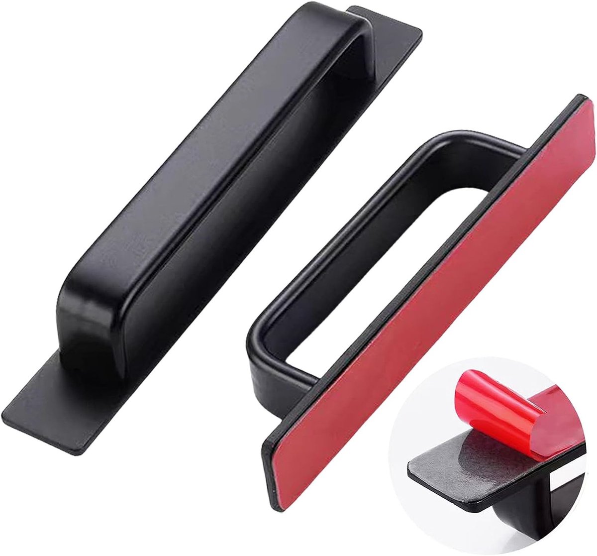 Set van 2 Keukenhandgrepen voor Kasten en Deuren, Aluminium, Zwart, 166mm, Geen Boren Nodig, Ideaal voor Meubels en Interieurdecoratie