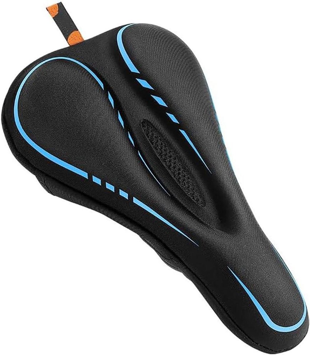 Fietszadel Kussen - Zadelhoes Gel Traagschuim - Comfortabel Fietsen - Dubbellaagse Demping - Universele Pasvorm - Blauw