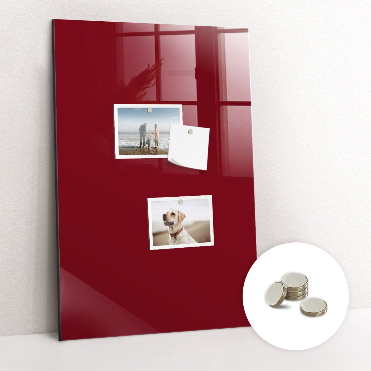 Tulup Glassboard - Bordeauxrode kleur Magneetbord - 40 cm x 60 cm - Magneetbord Muur - Decoratief Magnetisch Bord - Memo Magneetbord Bourgogne - Inclusief Gratis Magneten - Magnetisch Bord - Magneetbord Keuken