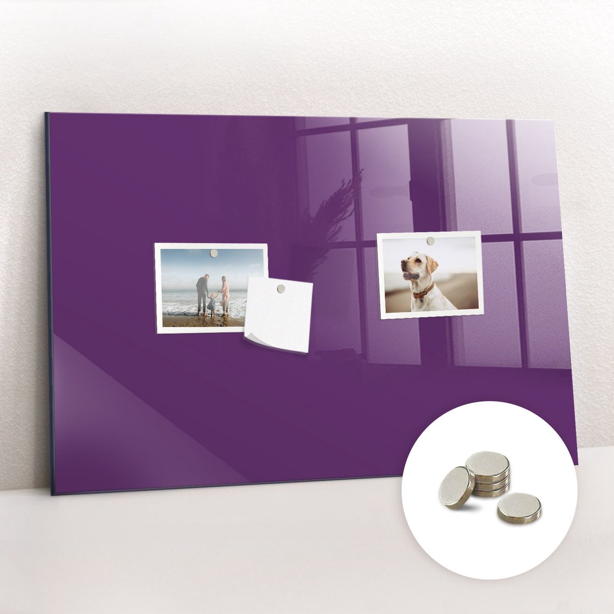 Tulup Glassboard - Violet Magneetbord - 60 cm x 40 cm - Magneetbord Muur - Decoratief Magnetisch Bord - Memo Magneetbord Paars - Inclusief Gratis Magneten - Magnetisch Bord - Magneetbord Keuken
