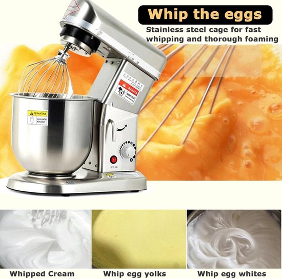 Keukenmixer Staande Mixer - Bakmachine Deegmixer - Bakken en Koken - Krachtige 500W Motor - 5 Liter Kom - Zilver — afbeelding 4