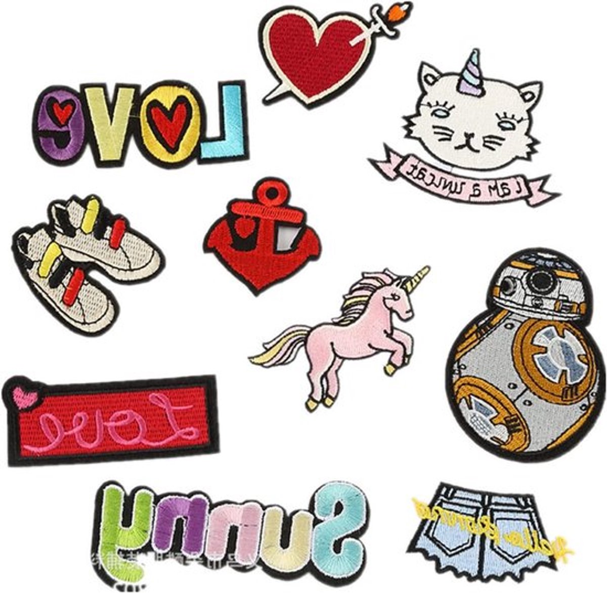 Geborduurde Avantgarde stickers voor Kleding, Voetbalthema, Decoratie voor Kinderen, Jassen, Jurken, Hoeden en Jeans (Set van 10)
