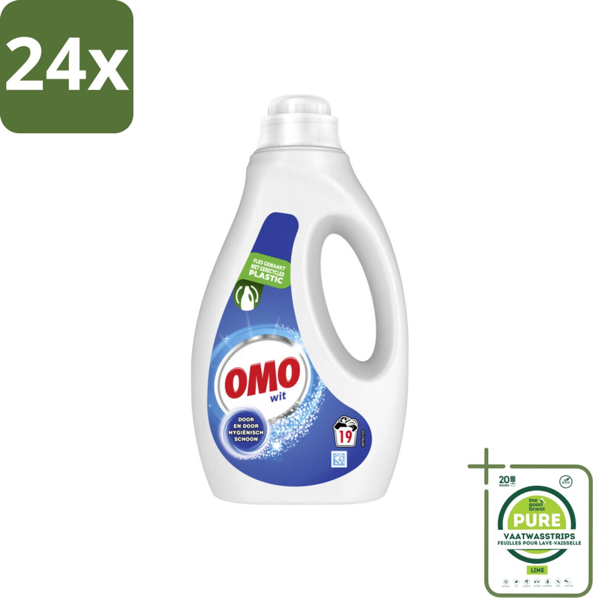 OMO – Vloeibaar Wasmiddel – Wit – 19 Wasbeurten – 950 ml - Voordeelverpakking - 24 stuks - Wasmiddel wit - Vlekken verwijderen