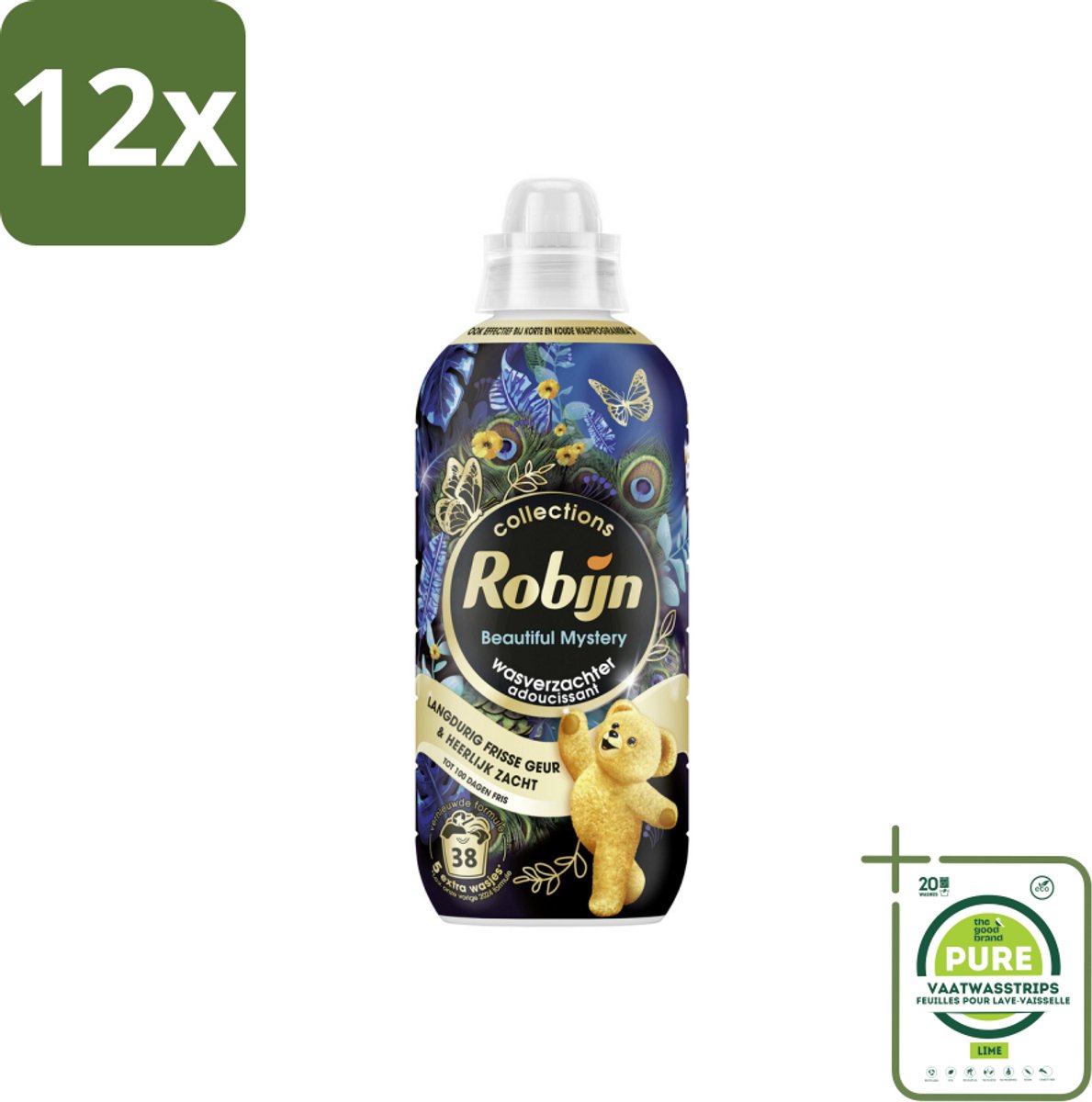Robijn – Wasverzachter – Beautiful Mystery – 765 ml - Voordeelverpakking - 12 stuks - Wasverzachter - Wasverzachter geur