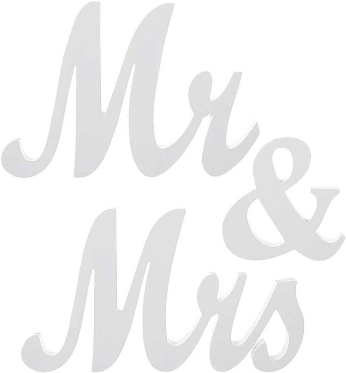 SnelShoppen - Mr en Mrs Borden, Bruiloft Sweetheart Tafel Decoraties, Houten Vrijstaande Letters voor Bruiloft Foto Props Feest Banner Decoratie (Wit)