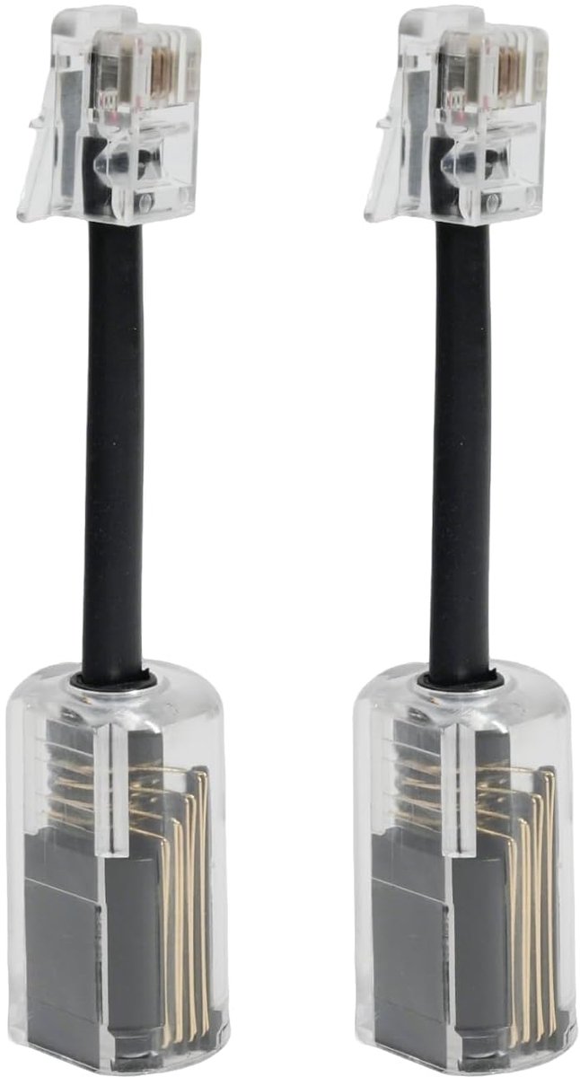 SnelShoppen - 2 Stuks Telefoonkabel Ontwarmer, RJ9 4P4C, 360° Rotatie Telefoonkabel Ontwarmer, Antiklem Verbinding, Voor Telefoonkabels, Fax, Vaste Te