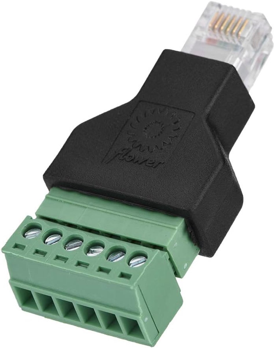 SnelShoppen - RJ12 Schroefklem, Ethernet Connector RJ12 6P6C Mannelijk naar 6 Pin Schroef Terminals Adapter Connector, Duurzaam en Compact, Ideaal voo