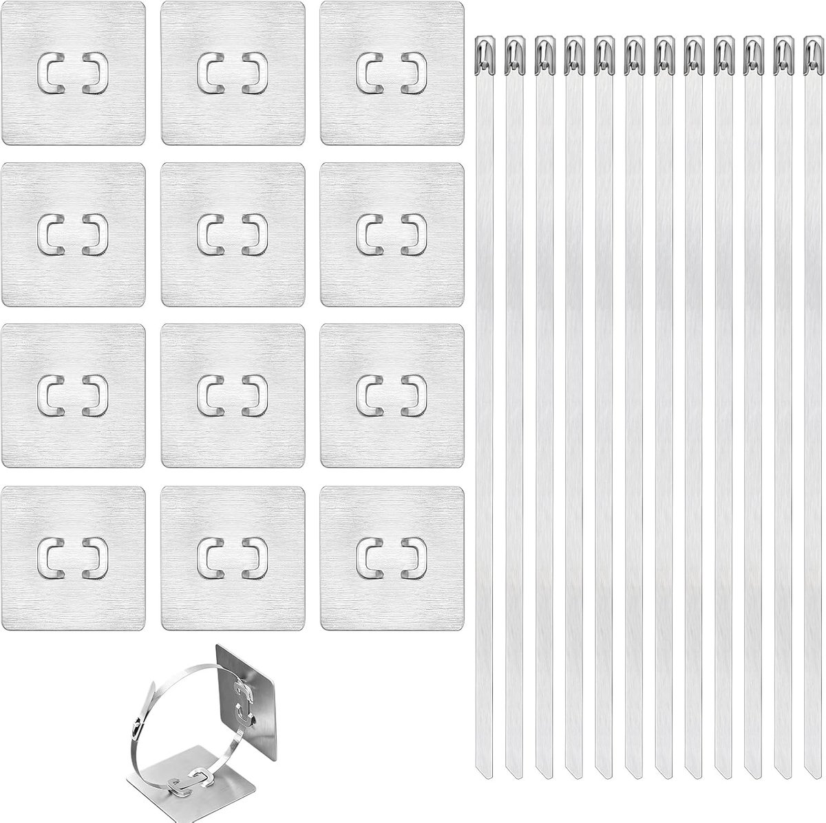 Meubelankers zonder boren - 12 stuks roestvrijstalen kit - heavy duty en anti-kantel - stevig en multifunctioneel - ShopVlot