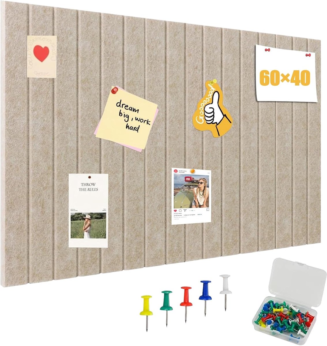 Large Felt Pin Board Self-Adhesive 60 x 40 cm 1 cm Thick Felt Pin Board Decorative Memo Boards Foldable Photo Board - ShopVlot