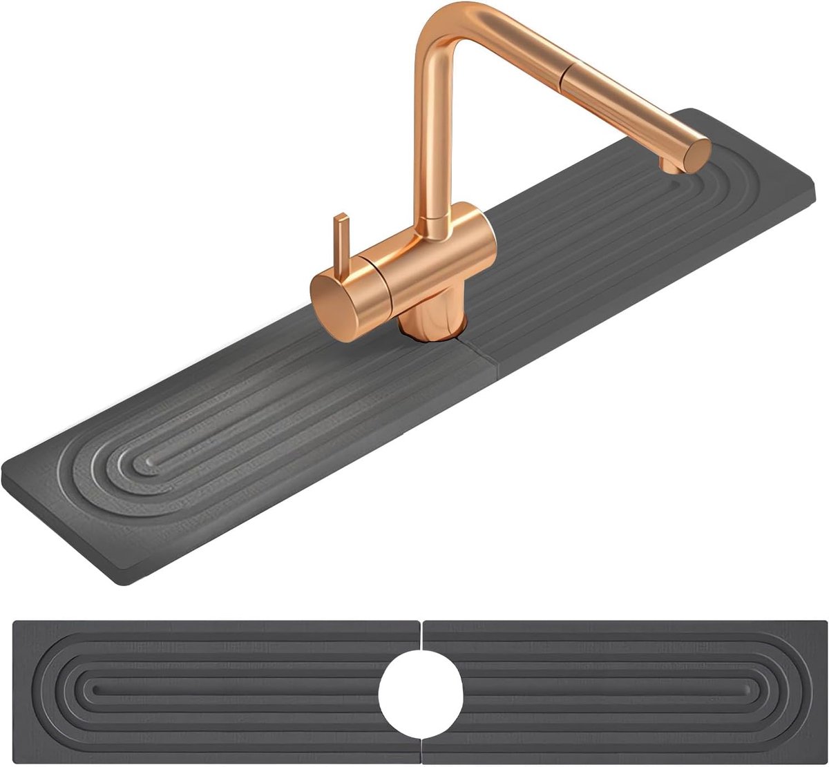 SnelShoppen - Keuken Gootsteenmat, Spatbeschermer voor Gootsteen van Diatomiet Steen, Grote Maat 60 x 10 cm, voor Badkamer Werkbladen (Donkergrijs)