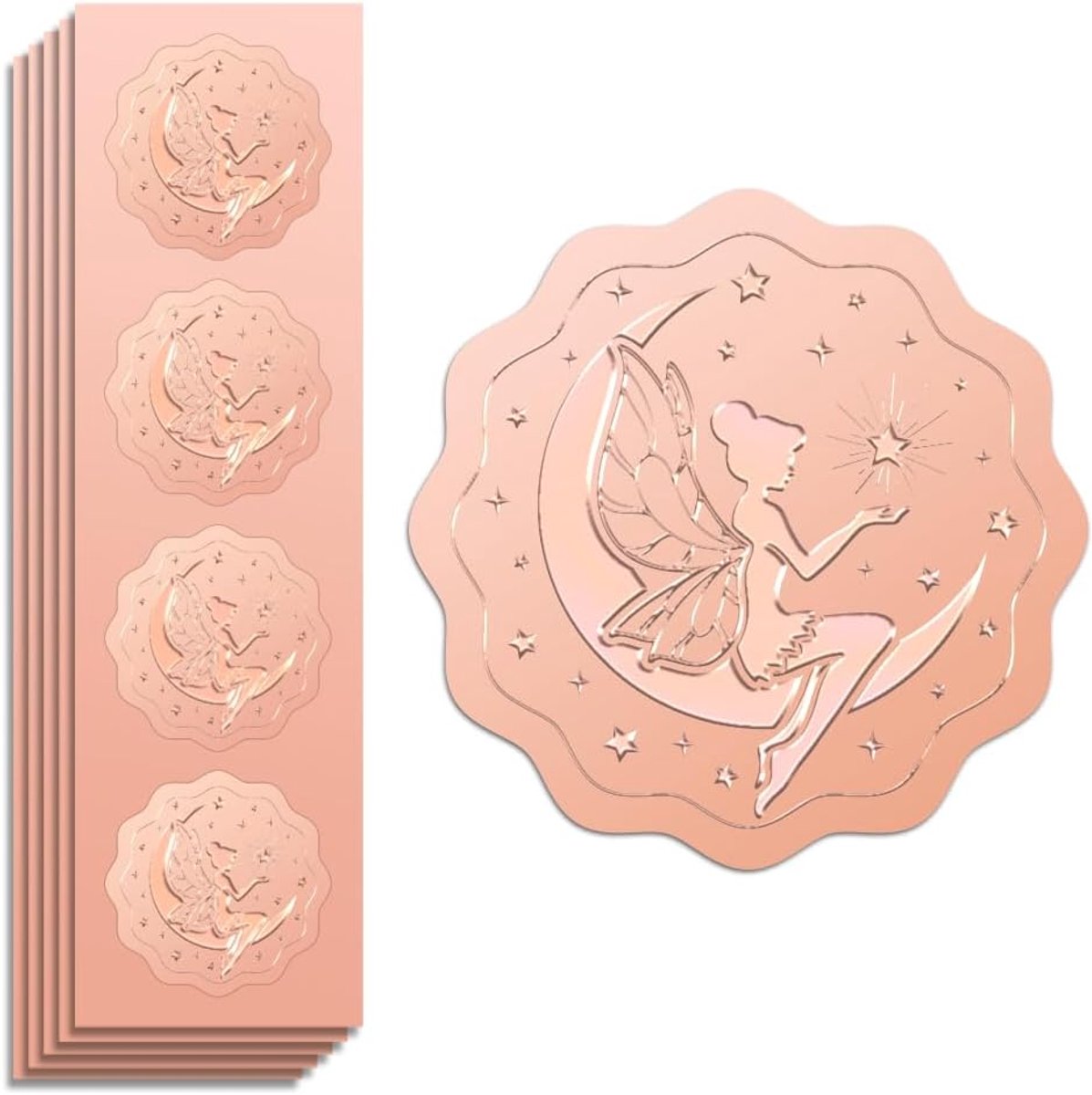 SnelShoppen - Peacoblue Zegel van Folie, Roségoud met Wafelpatroon, 5,8 cm, 100 Stuks voor Decoratie van Kerstcadeaukaarten, Envelopzegel, Uitnodiging