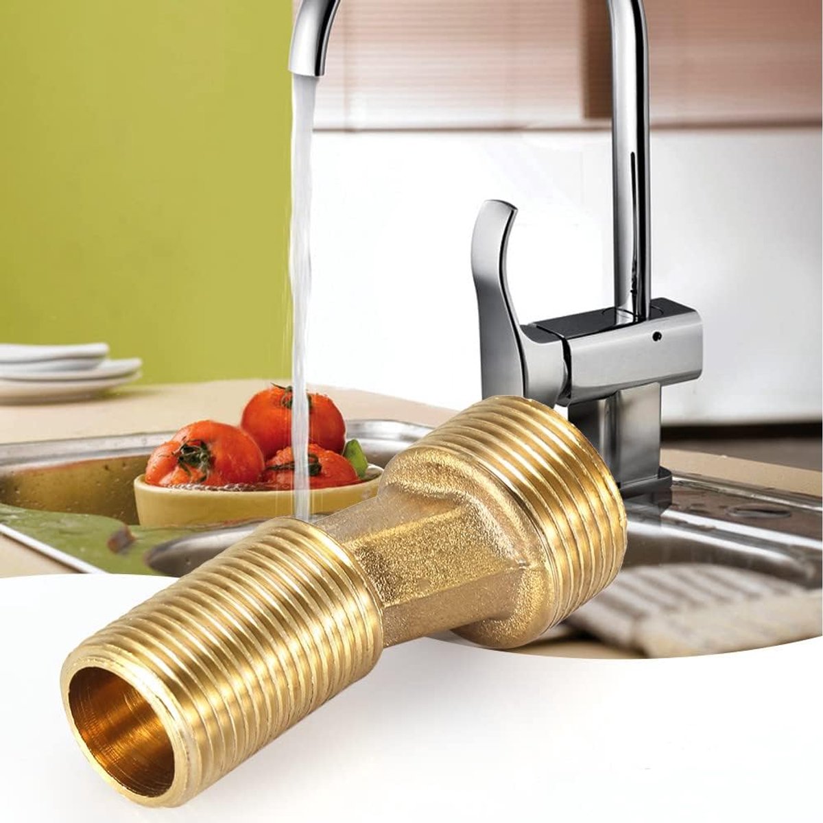SnelShoppen - Hexagonale Slangkoppeling 3/4" x 1/2" NPT Messing Tuinaccessoires Wateraansluiting Duurzaam en Corrosiebestendig