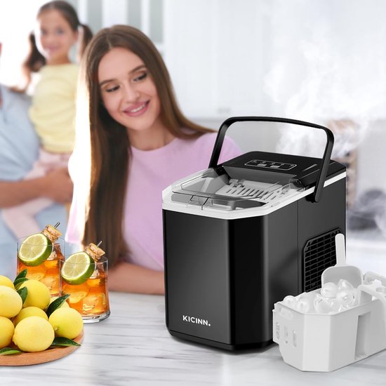 Compacte Zelfreinigende IJsblokjesmachine - 12kg per 24u - Zwart — afbeelding 3