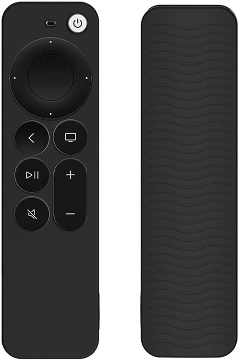 SnelShoppen - Silicone Afstandsbediening Hoes voor Apple TV 4K Siri Afstandsbediening 3e Gen (2022) / 2e Gen (2021) - Zwart, Antislip, Flexibel en Ela