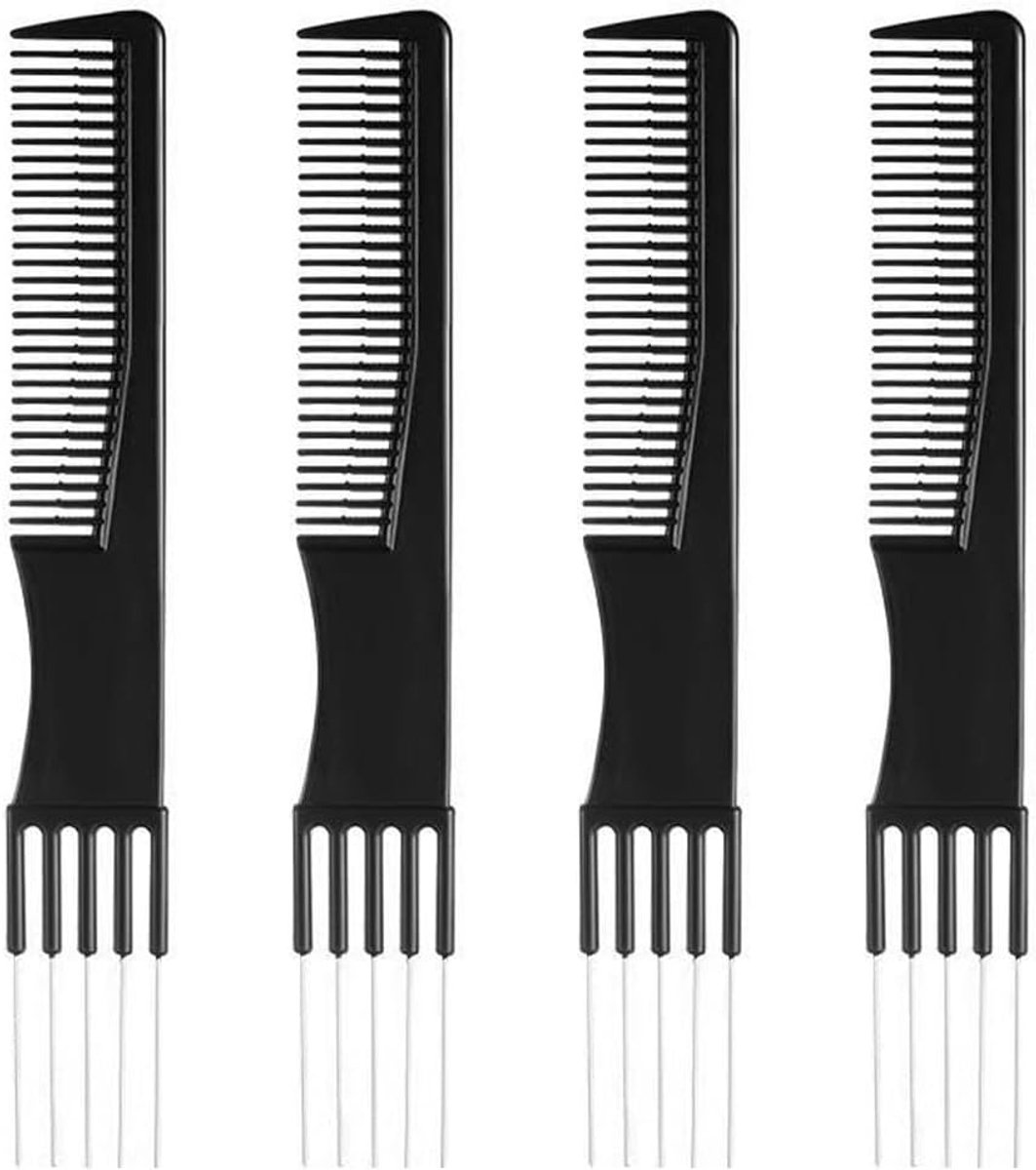 4 Pcs Tease Comb, Strength Professional Hair Styling Comb Lift Tease Hair Combs with Teeth Double Head Tease Hair - ShopVlot