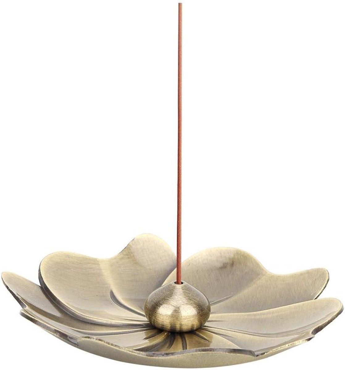 SnelShoppen - Mini Wierookhouder Lotusbloem van Puur Koper met Spiraaldraad voor Thuisdecoratie, Compact en Lichtgewicht voor Wierookstokjes en Kegels