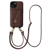 Selencia Hoesje - Geschikt voor Apple iPhone 14 / 13 - Sera Koordhoes met pashouder envelop - Chocolate Brown