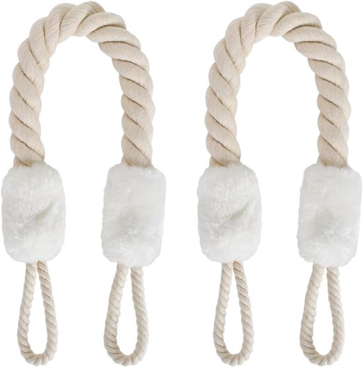 Veilige Deurstoppers van Zacht Katoen - 2 Stuks 60 cm Lange Deurstoppers voor Kinderen en Huisdieren, Met Knoppen en Handvatten (Wit)