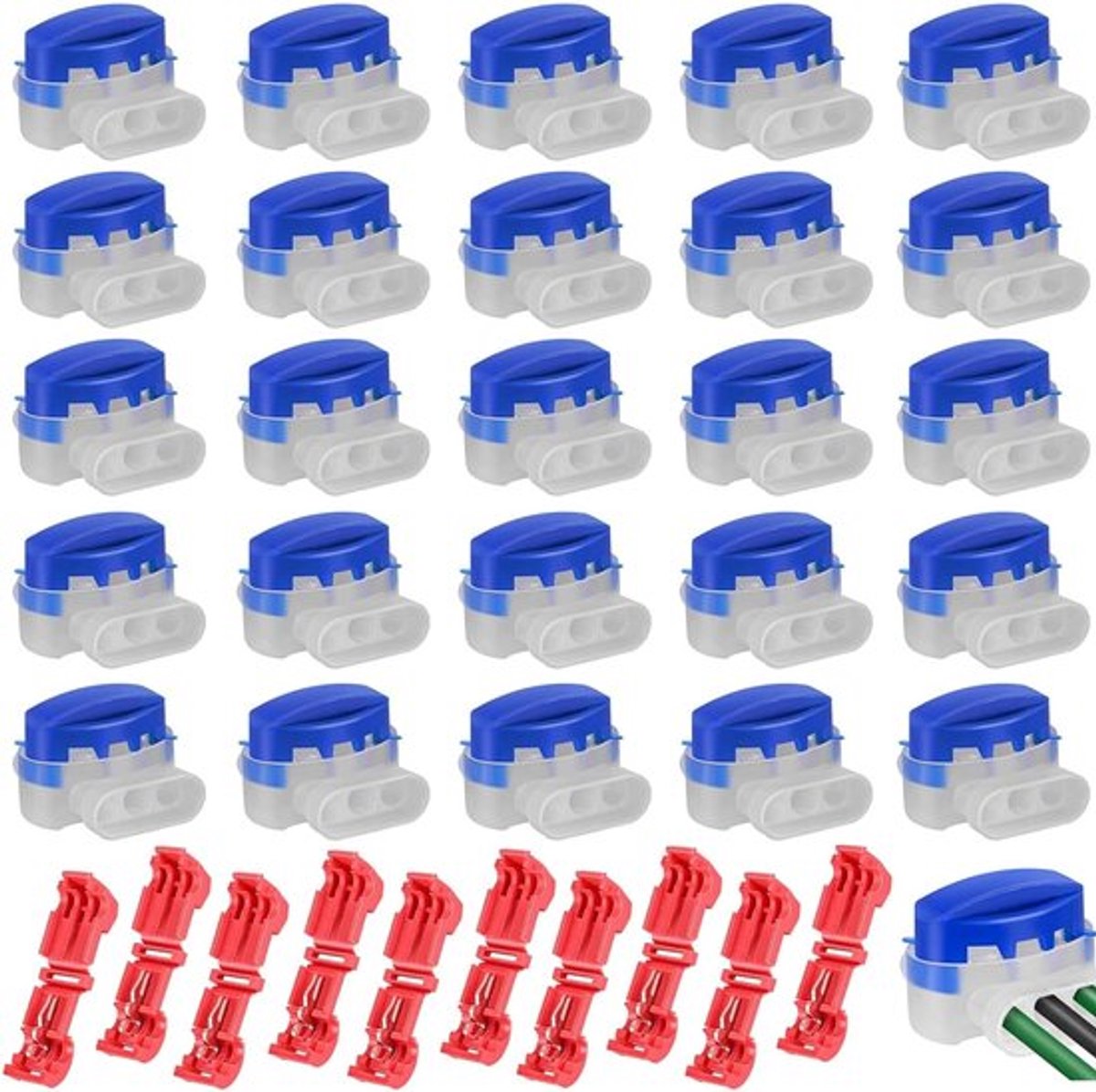 30 Stuks Waterdichte Kabelconnectoren voor Robotmaaiers, Kabelclips voor Tuin en Buitengebruik, Duurzame Verbindingen en Accessoires