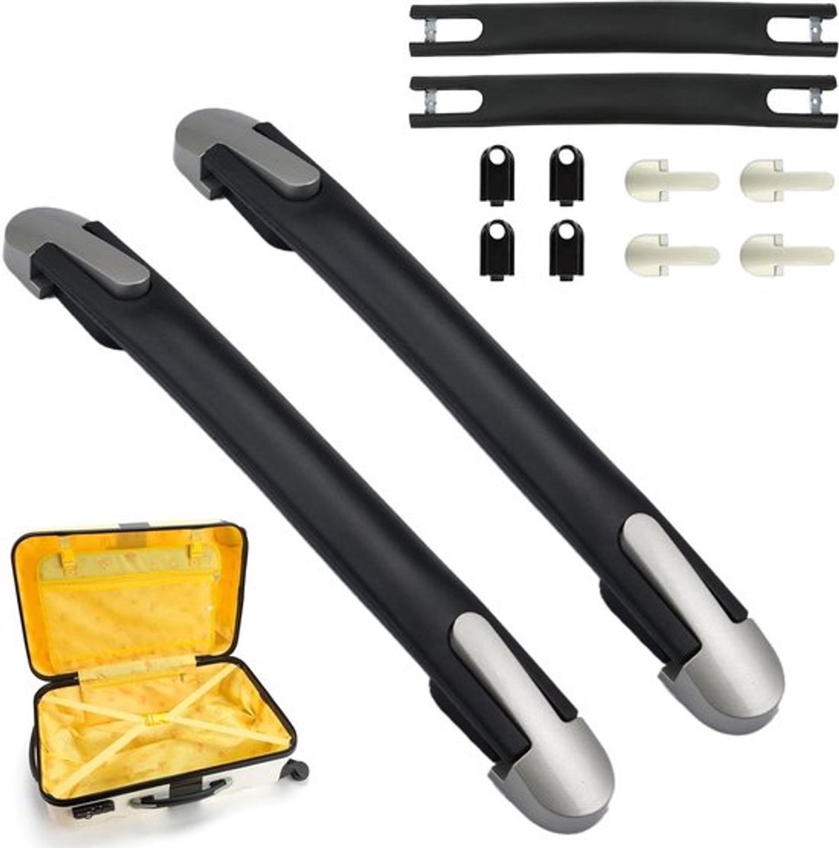 Set van 2 Vervangende Koffers Handvatten, 24 cm, Zwart, Geschikt voor Bagage, Gereedschapskoffers en Reiskoffers, Duurzaam en Verstelbaar Handvat