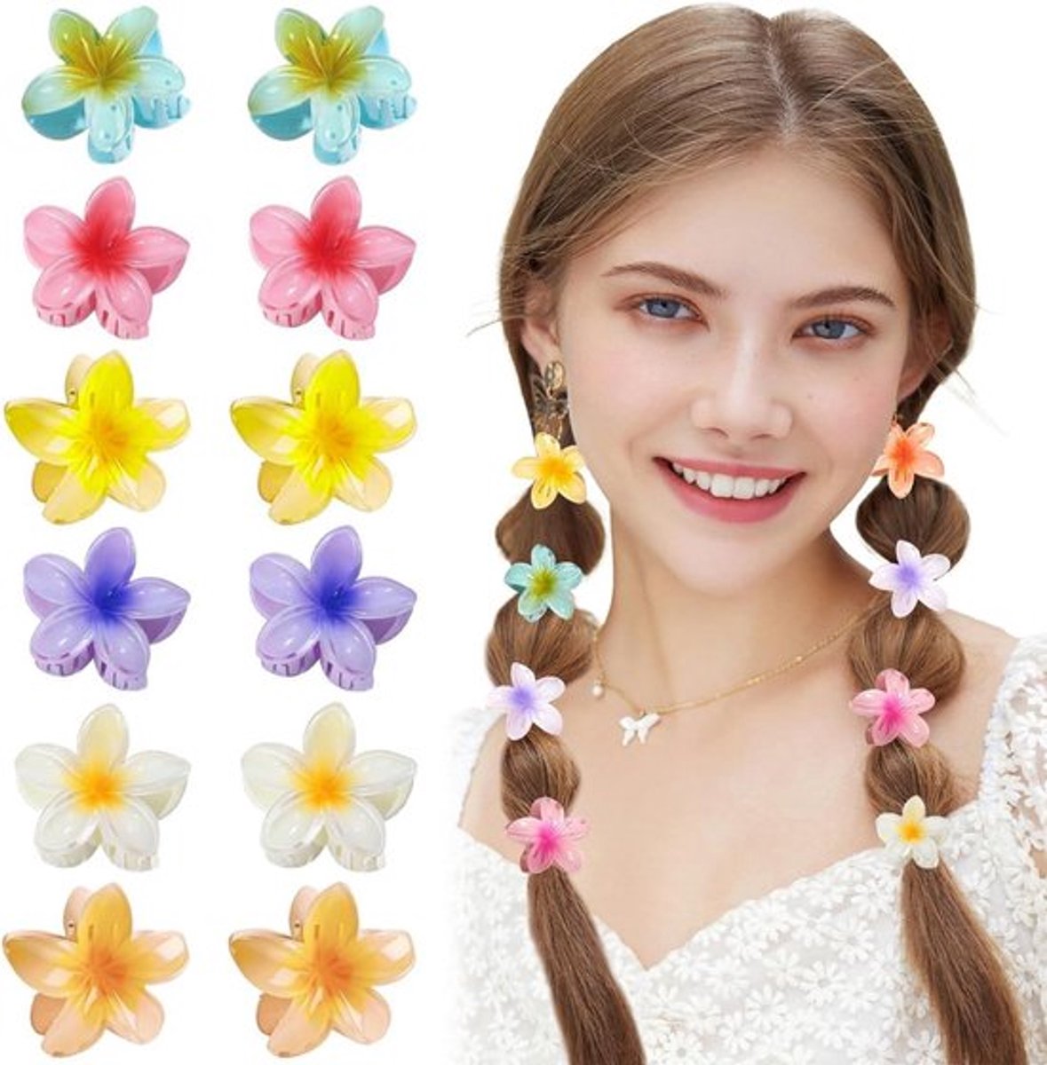 12 Stuks 4 cm Bloemen Haarclips - Kleine Klemmen voor Haar, Niet-Slip Bloem Haaraccessoires voor Vrouwen en Meisjes, Perfect voor Feestjes en Dagelijks Gebruik
