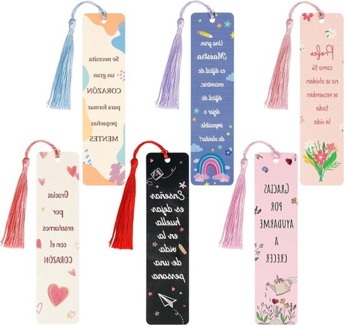 Handgemaakte bedankkaartjes met 6 unieke boekenleggers van papier voor elke gelegenheid