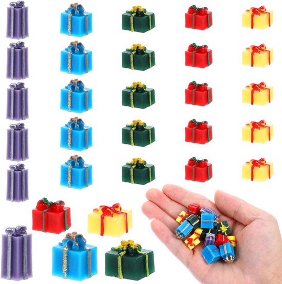 Kerstboom Mini Dozen Ornamenten, 25 Stuks Decoratie, Cadeau Dozen, Gnome Versieringen, 2.5 cm Miniatuur Accessoires voor DIY Creaties