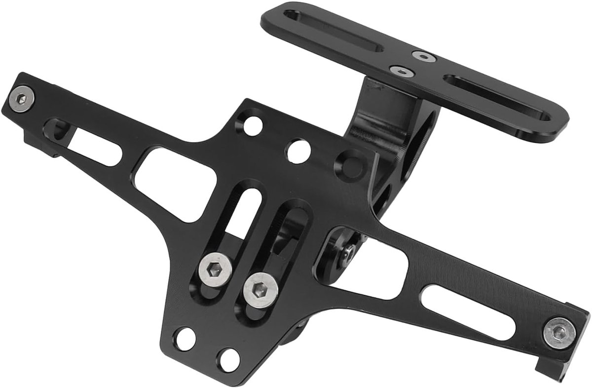 SnelShoppen - Verstelbare Motorrijbewijsplaat Houder CNC Aluminium Legering Voor Motorfietsen ATV (Zwart) - Lichtgewicht, Roestvrij, Veilig