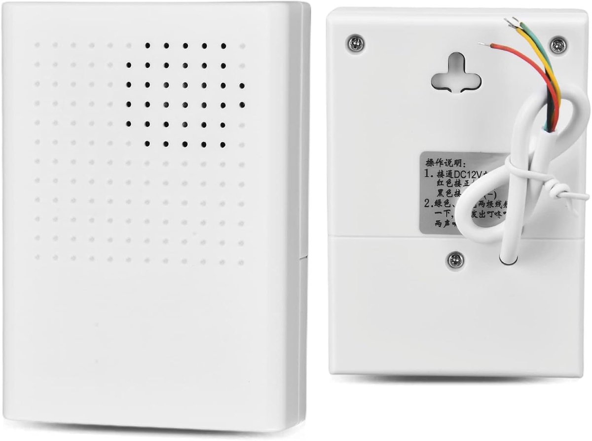 SnelShoppen - 12V Bedrade Deurbel met Ding Dong Melodie, 90 dB Geluidsniveau, Wit, Toegangscontrole, Geen Batterij Nodig, Vlamvertragend, Brandveilig,