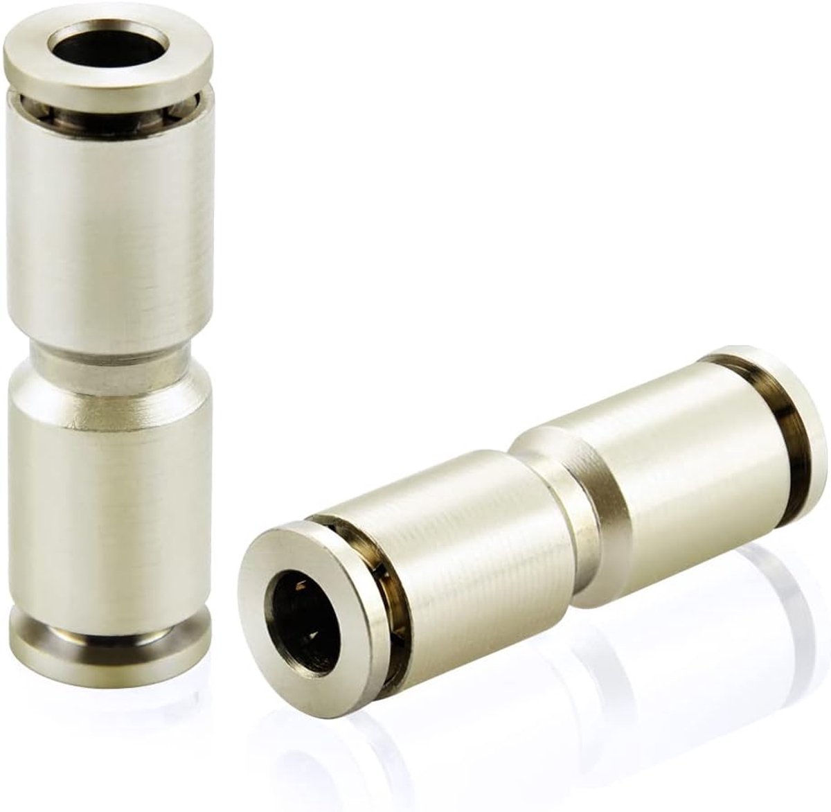 SnelShoppen - 2 stuks 6MM OD Koper Nikkel Geplateerde Rechte Verbinding Snelle Aansluiting Pneumatische Connector Koppelingen