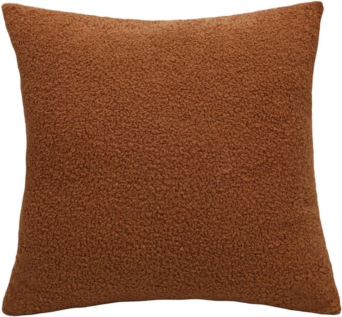 SnelShoppen - Fluffy Teddy Pluche Kussenhoes 45 x 45 cm - Cuddly Kussenhoes - Zachte Polyester Kussensloop - Bruin voor Sofa, Bed, Feest en Kinderen